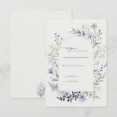 Cartons Réponse Mariage de couleur Fleur sauvage d'aquarelle (Devant / Derrière)