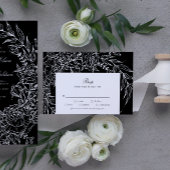 Cartons Réponse Mariage de couronne blanc à fleurs noires modifiab