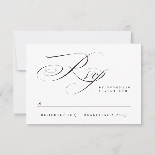 Cartons Réponse Mariage de Cravate noire classique simple (Devant)