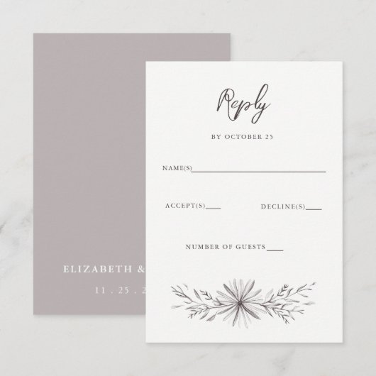 Cartons Réponse Mariage de croquis floral rustique (Devant / Derrière)
