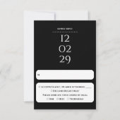 Cartons Réponse Mariage de date spéciale noir et blanc simple (Devant)