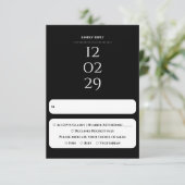 Cartons Réponse Mariage de date spéciale noir et blanc simple (Debout devant)
