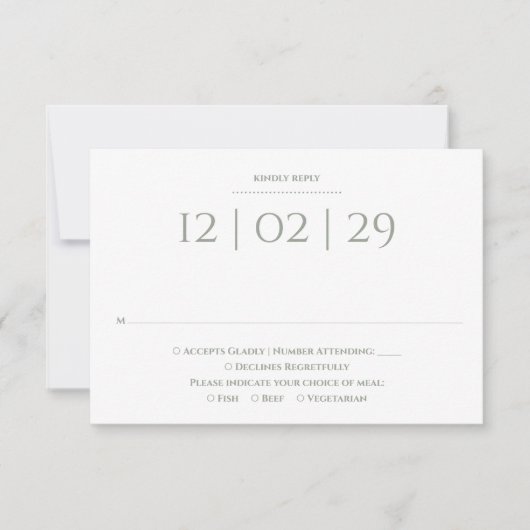 Cartons Réponse Mariage de date spéciale Sage Green Simple (Devant)