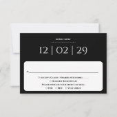 Cartons Réponse Mariage de date spéciale simple noir et blanc (Devant)