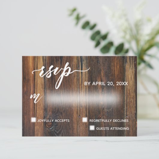 Cartons Réponse Mariage de demande Décontracté en bois Brown rusti (Debout devant)
