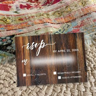 Cartons Réponse Mariage de demande Décontracté en bois Brown rusti