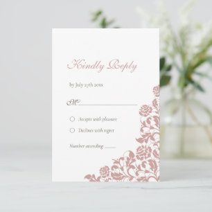 Cartons Réponse Mariage de dentelle Rose vintage Dusty