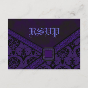 Cartons Réponse Mariage de dentelle violet et noire