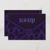 Cartons Réponse Mariage de dentelle violet et noire (Devant / Derrière)