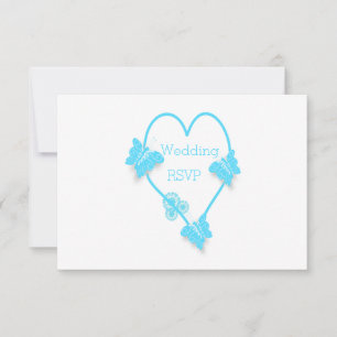 Cartons Réponse Mariage De Design Coeur Bleu Et Papillons