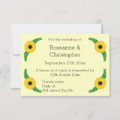 Cartons Réponse Mariage de design de tournesol de couleur jaune (Dos)
