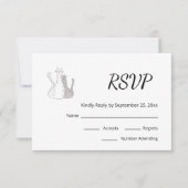 Cartons Réponse Mariage de dessin de chats mignons (Devant)