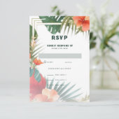 Cartons Réponse Mariage de destination aquarelle Fleurs tropicales (Debout devant)