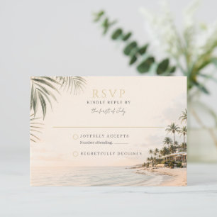 Cartons Réponse Mariage de destination au Resort de plage élégant