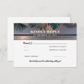 Cartons Réponse Mariage de destination coucher de soleil sur la pl (Devant / Derrière)