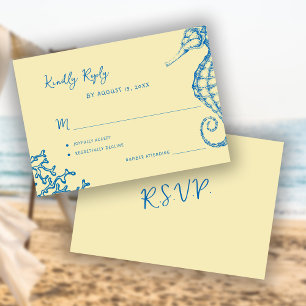 Cartons Réponse Mariage de destination de plage à l'écriture rétro