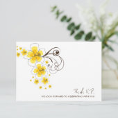 Cartons Réponse Mariage de Destination de Plage de Hibiscus Jaune (Debout devant)