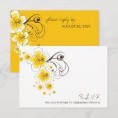 Cartons Réponse Mariage de Destination de Plage de Hibiscus Jaune (Devant / Derrière)