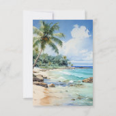 Cartons Réponse Mariage de destination des Caraïbes Watercolor (Dos)