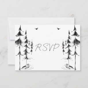 Cartons Réponse Mariage de destination en forêt et montagne dessin