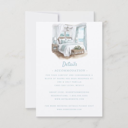 Cartons Réponse Mariage de destination plage | Détails (Devant)