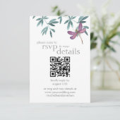 Cartons Réponse Mariage de dragonfly moderne QR Code Détails et (Debout devant)