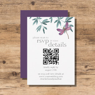 Cartons Réponse Mariage de dragonfly moderne QR Code Détails et