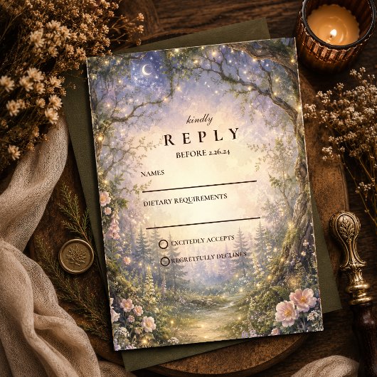 Cartons Réponse Mariage de Fée de la Forêt Enchantée