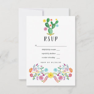 Cartons Réponse Mariage de fête mexicaine florale aquarelle coloré