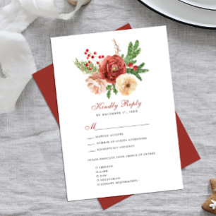 Cartons Réponse Mariage de feuillage en terre cuite rose pâle