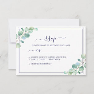 Cartons Réponse Mariage de feuillage vert chic Script