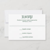 Cartons Réponse Mariage de feuille de menthe rétro et de monogramm (Devant)