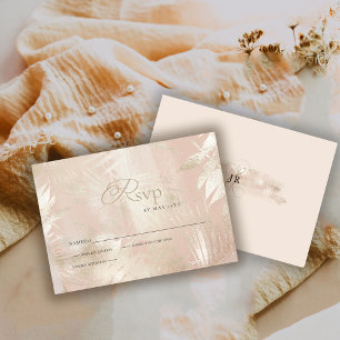 Cartons Réponse Mariage de feuille de palme Tropical Brossé d'or