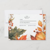 Cartons Réponse Mariage de feuilles d'automne en gras (Devant)
