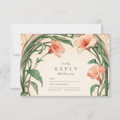 Cartons Réponse Mariage de fleur de corail (Devant)