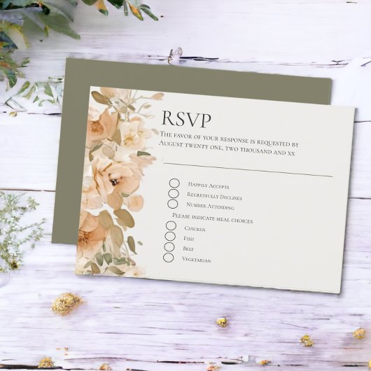 Cartons Réponse Mariage De Fleur De Pêche Et De Vert Muet