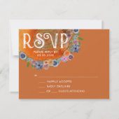 Cartons Réponse Mariage de Fleur sauvage d'aquarelle orange brûlé (Devant)