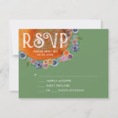 Cartons Réponse Mariage de Fleur sauvage Rustic Green Boho Waterco (Devant)