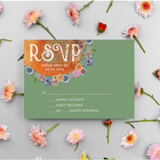 Cartons Réponse Mariage de Fleur sauvage Rustic Green Boho Waterco
