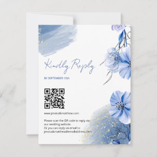 Cartons Réponse Mariage de fleurs bleu aquarelle
