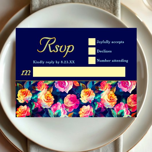 Cartons Réponse Mariage de fleurs colorées élégantes