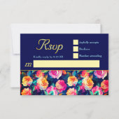 Cartons Réponse Mariage de fleurs colorées élégantes (Devant)
