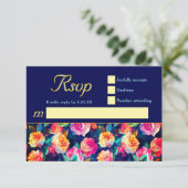 Cartons Réponse Mariage de fleurs colorées élégantes (Debout devant)