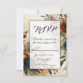 Cartons Réponse Mariage de fleurs d'automne orange et bleu brûlés (Devant)