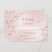 Cartons Réponse Mariage de fleurs de cerisier rose (Devant / Derrière)