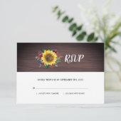 Cartons Réponse Mariage de fleurs de tournesol rustique (Debout devant)