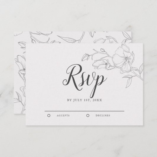 Cartons Réponse Mariage de fleurs d'ivoire rustique (Devant / Derrière)