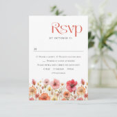 Cartons Réponse Mariage de fleurs sauvages Retro Pastel Rose Boho (Debout devant)