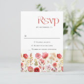 Cartons Réponse Mariage de fleurs sauvages Retro Pastel Rose Boho (Debout devant)