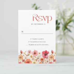 Cartons Réponse Mariage de fleurs sauvages Retro Pastel Rose Boho